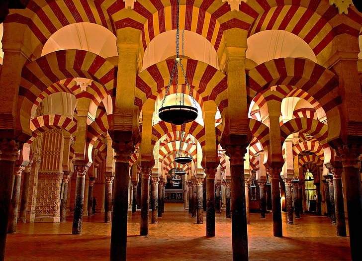 arch, mosque, Spain, column, Cordoba, Mexico, HD wallpaper