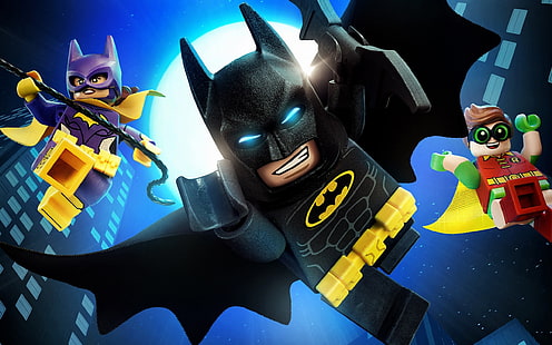 Tokoh mini LEGO Batman, Catwoman, dan Robin, The Lego Movie, DC Comics, Batman, Batgirl, Robin (karakter), Wallpaper HD HD wallpaper