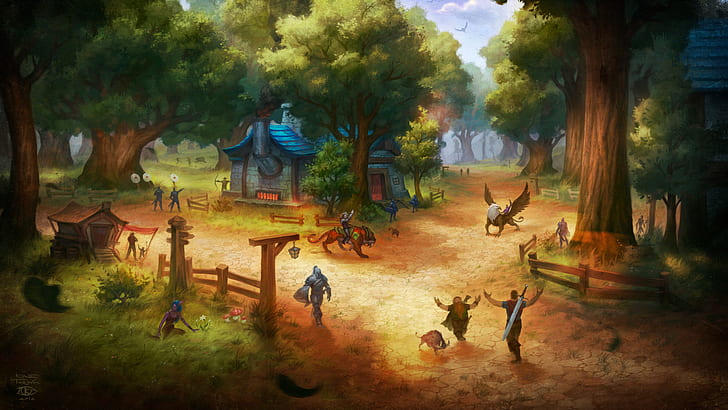 Warcraft, World Of Warcraft, Forêt d'Elwynn, Forêt, Maison, Arbre, Fond d'écran HD