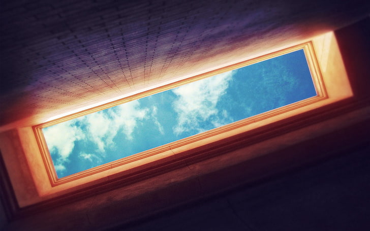 low angle photography of inside the building skies, sky, clouds, architecture, cold, wall, worm's eye view, artwork, looking up, HD wallpaper