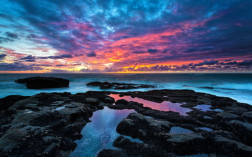 Cape Arago, Sunset, Oregon Coast, 5K, Costa rocciosa, Sfondo HD HD wallpaper