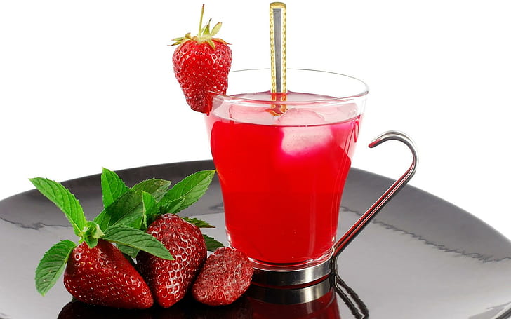 Erdbeergetränk, Saft, Getränk, Erdbeere, Frucht, 3d und Zusammenfassung, HD-Hintergrundbild