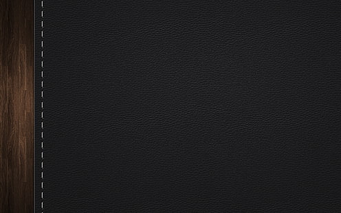 черный кожаный коврик, кожа, дерево, фон, текстура, HD обои HD wallpaper