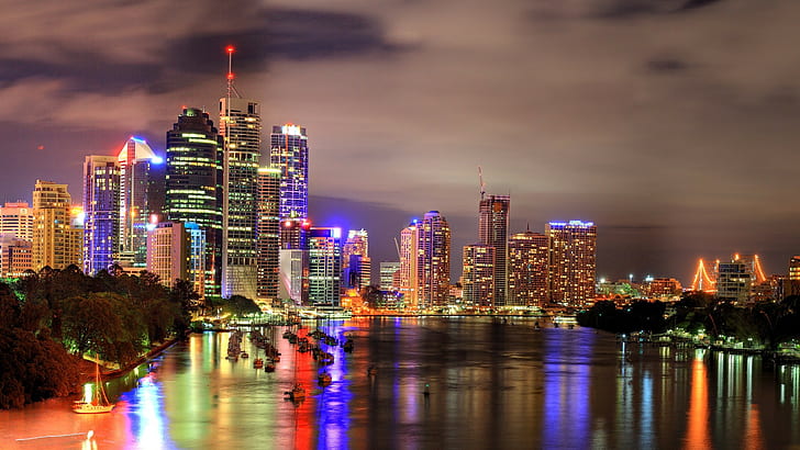 city, cityscape, HDR, Brisbane, HD wallpaper
