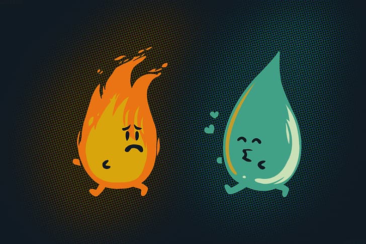 Water, Minimalism, Fire, Chase, Relationship, Elements, HD wallpaper