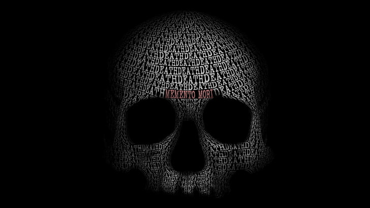 skull digital wallpaper, skull, typography, dark, HD wallpaper