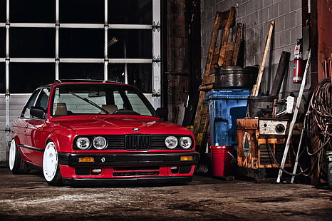 rote BMX Limousine, BMW E30, Auto, BMW, Stance, rote Autos, Fahrzeug, HD-Hintergrundbild HD wallpaper