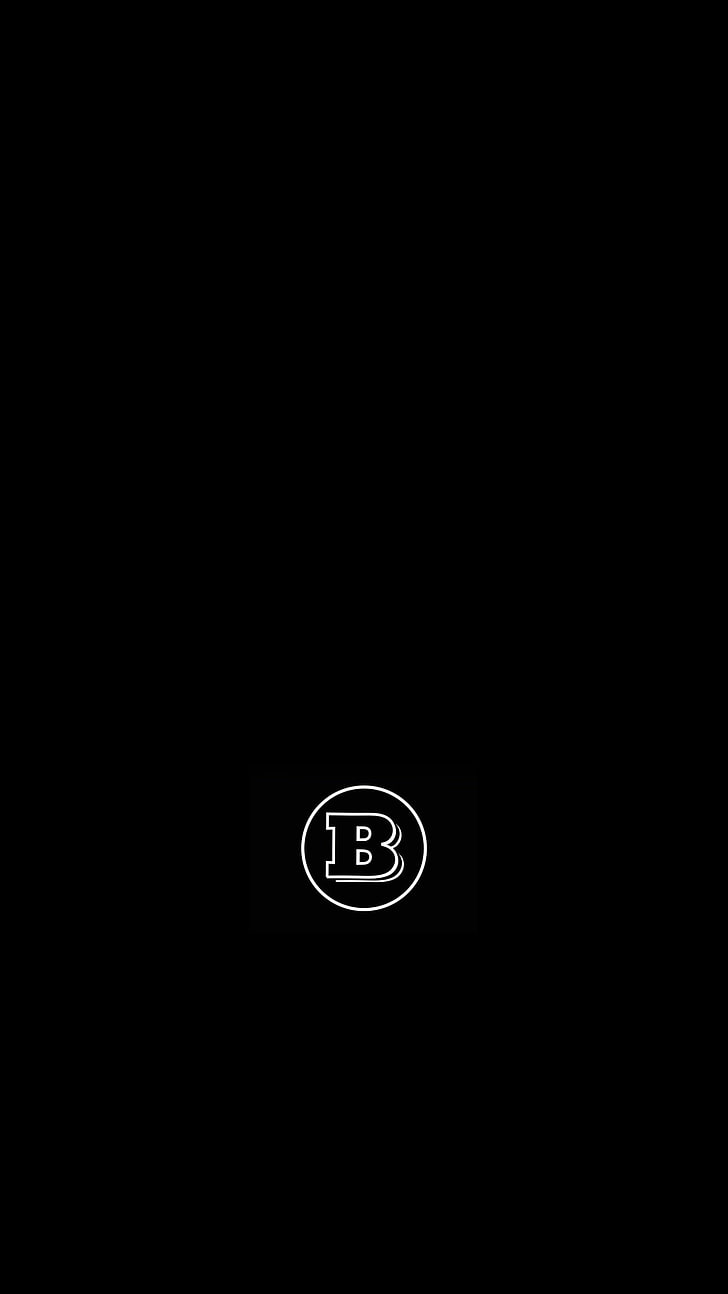 Brabus, черный, логотип, портретная экспозиция, простой, минимализм, HD обои, телефон обои