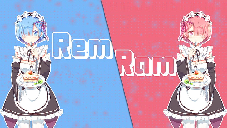 F: Zero Rem и Ram иллюстрация, Re: Ноль Кара Hajimeru Isekai Seikatsu, аниме девушки, Рем (Re: Ноль), Рам (Re: Ноль), HD обои