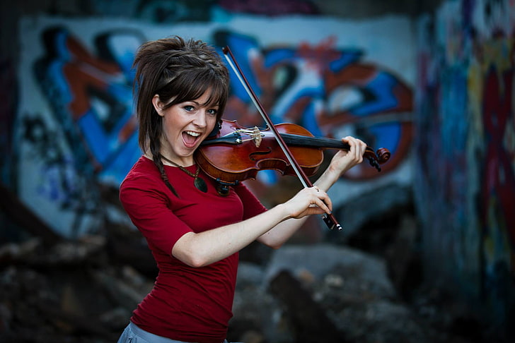 Lindsey Stirling, women, musician, violin, celebrity, HD wallpaper