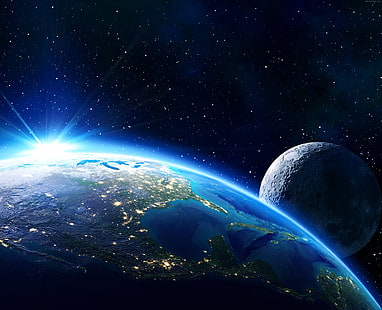 ดวงจันทร์, ดาวเคราะห์, โลก, 5K, ดาว, วอลล์เปเปอร์ HD HD wallpaper