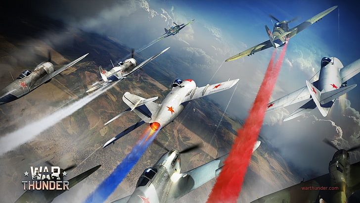 War Thunder, Rusia, pesawat terbang, Gaijin Entertainment, contrails, video game, Wallpaper HD