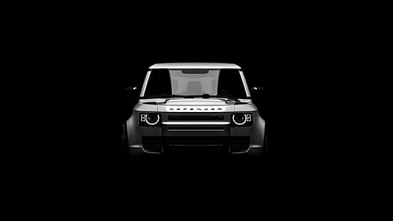  Land Rover, Land Rover Defender, car, vehicle, offroad, minimalism, dark, HD wallpaper HD wallpaper