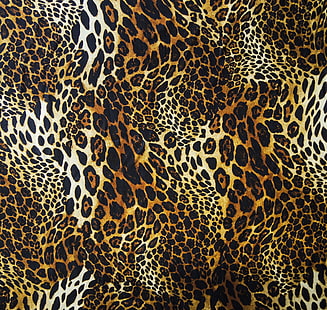 textil estampado de leopardo marrón, negro y beige, lana, leopardo, piel, pelaje, textura, Fondo de pantalla HD HD wallpaper