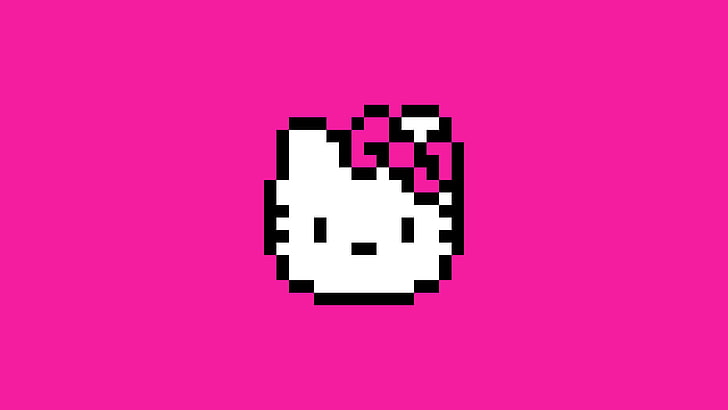pixel art, pixels, Hello Kitty, HD wallpaper
