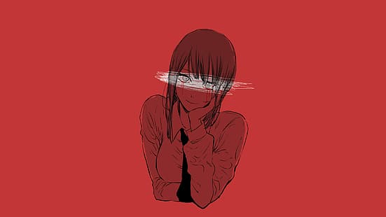 Kettensägenmann, Makima (Kettensägenmann), Anime-Mädchen, rot, HD-Hintergrundbild HD wallpaper