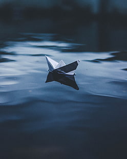 bateau en papier, origami, bateau, eau, Fond d'écran HD HD wallpaper