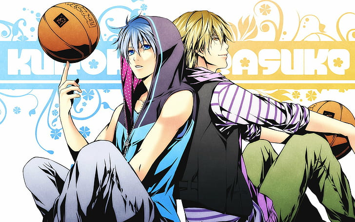 anime, basket, blond, blue, boll, boys, characters, cool, group, hair, kurukono, series, HD wallpaper