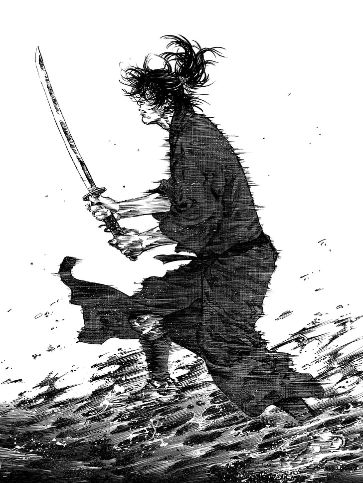 Vagabond, Takehiko Inoue, Vagabond: Sumi, samouraï, épée, Fond d'écran HD, fond d'écran de téléphone