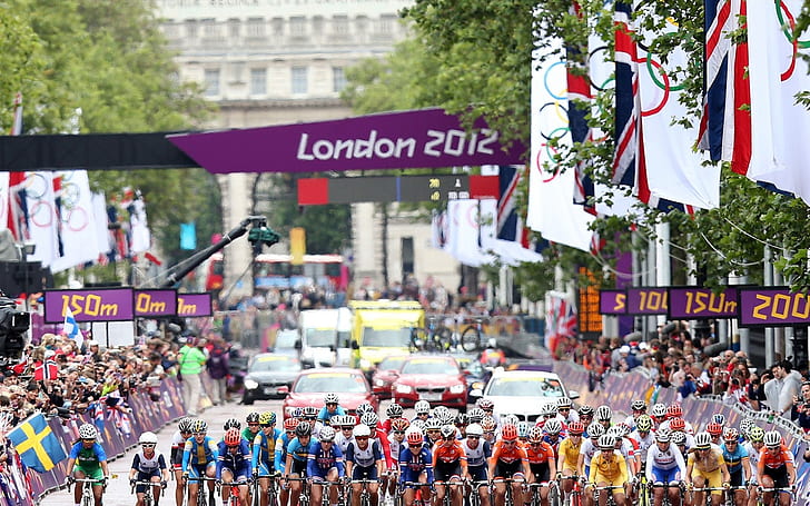 Course cycliste sur route pour femmes, Londres, Jeux olympiques, Athelete, vélo, Fond d'écran HD