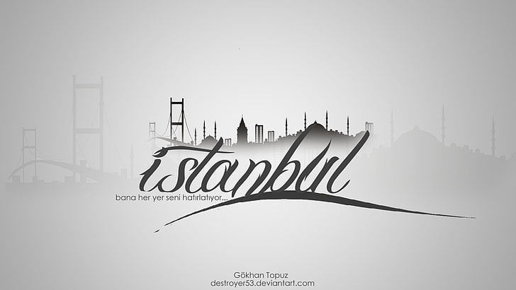 Texte d'Istanbul, Turquie, architecture islamique, mosquée Sultan Ahmed, typographie, Fond d'écran HD