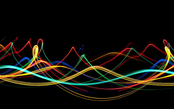 Color neon waves-Black Artistic HD Wallpaper, multicolored illustration, HD wallpaper