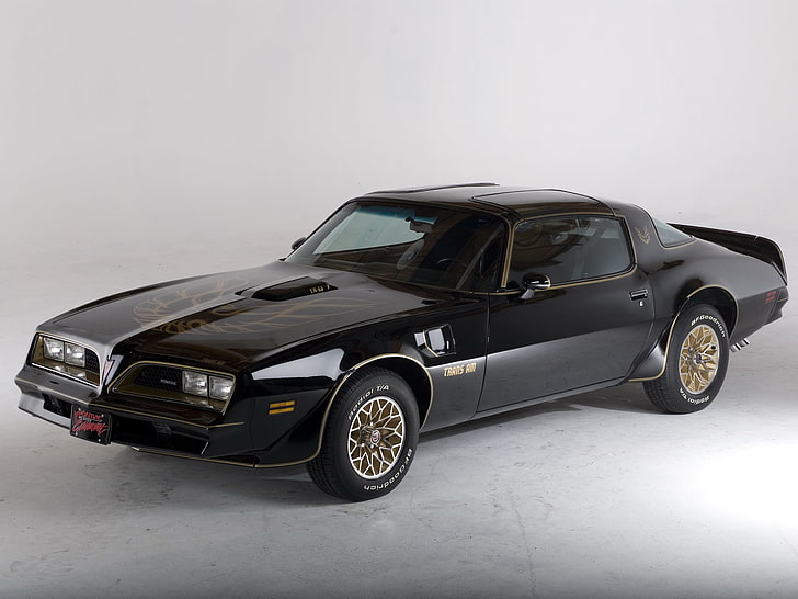 black Pontiac coupe, retro, bandit, Pontiac, 1978, trans am, Firebird, HD wallpaper