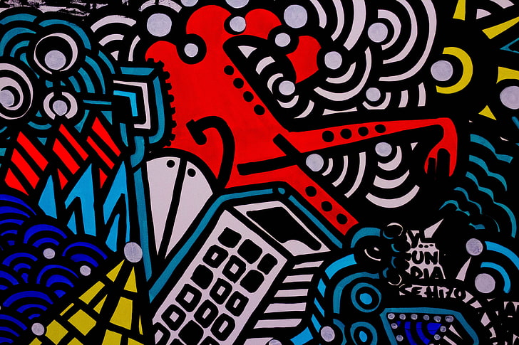 arte di doodle multicolore, arte di strada, linee, Sfondo HD