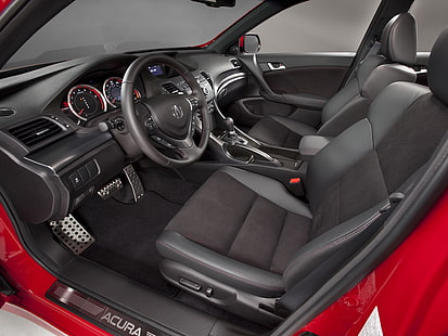 gray car dashboard, acura, tsx, salon, interior, steering wheel, speedometer, HD wallpaper HD wallpaper