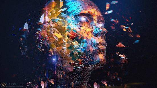 carta da parati multicolore del volto umano, arte digitale, viso, astratto, DeviantArt, Sfondo HD HD wallpaper