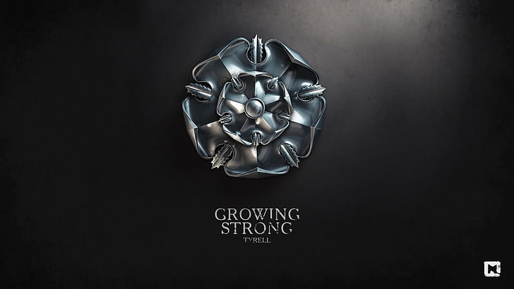 Нарастващ силен плакат за игра, Игра на тронове, Песен на лед и огън, дигитално изкуство, сигили, House Tyrell, HD тапет