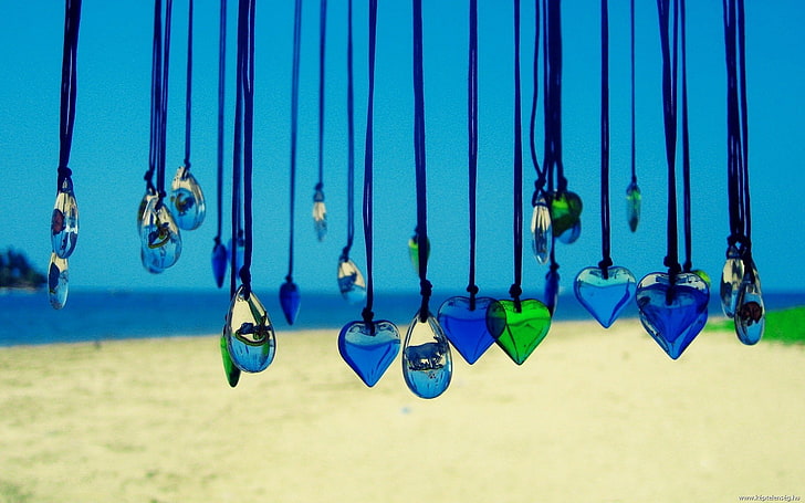 Lockets For Life Partner, décors bleu et vert, Love,, bleu, médaillons, Fond d'écran HD