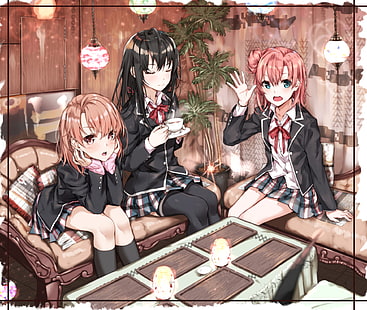 Anime, Minha comédia romântica adolescente SNAFU, Iroha Isshiki, Yui Yuigahama, Yukino Yukinoshita, HD papel de parede HD wallpaper