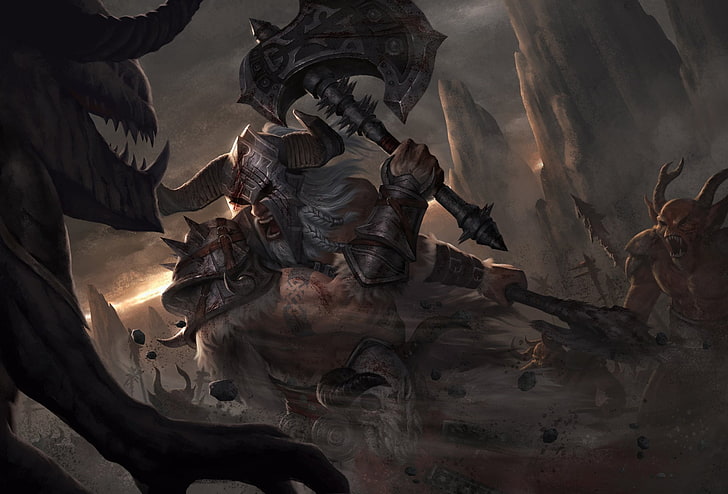 Diablo, Diablo III, Barbarian (Diablo III), HD wallpaper