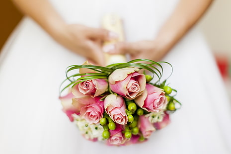 ดอกไม้งานแต่งงาน, เจ้าสาว, ช่อดอกไม้งานแต่งงาน, 4K, วอลล์เปเปอร์ HD HD wallpaper
