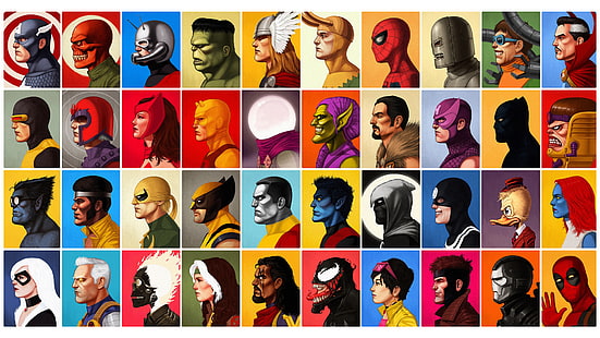 Mike Mitchell, Magneto, Marvel Comics, Captain America, grafika, Deadpool, Wolverine, Hulk, Iron Man, Luke Cage, Green Goblin, Tapety HD HD wallpaper