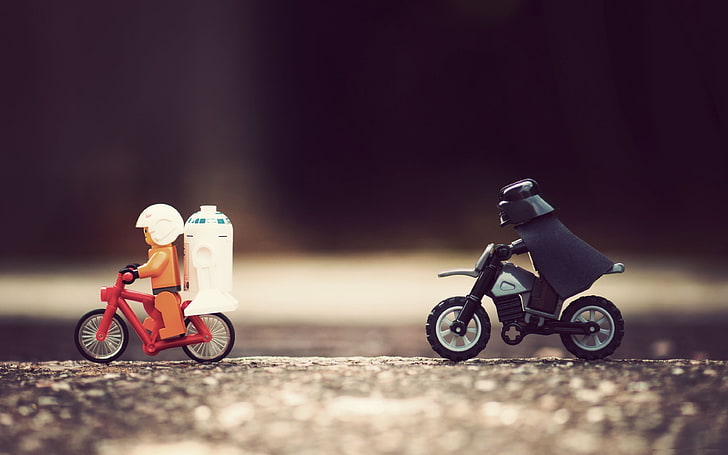 Luke Skywalker e Darth Vader mini fichi, Star Wars, LEGO, fantascienza, film, Darth Vader, Luke Skywalker, giocattoli, umorismo, Sfondo HD