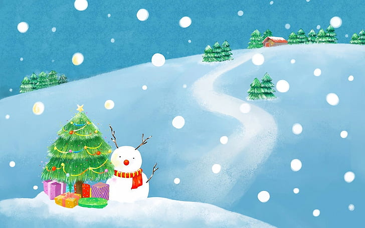 Squisiti dipinti invernali di Natale, Inverno, Natale, Pittura, Sfondo HD