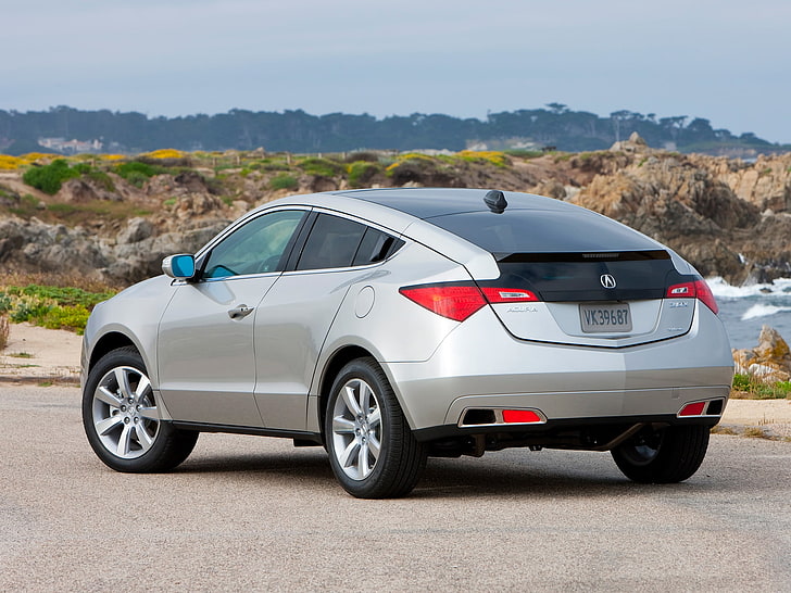 silver Acura RDX, acura, zdx, 2009, silver metallic, side view, style, cars, nature, trees, grass, asphalt, HD wallpaper