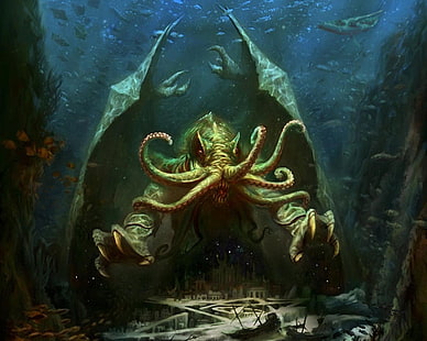 cthulhu, H. P. Lovecraft, HD тапет HD wallpaper