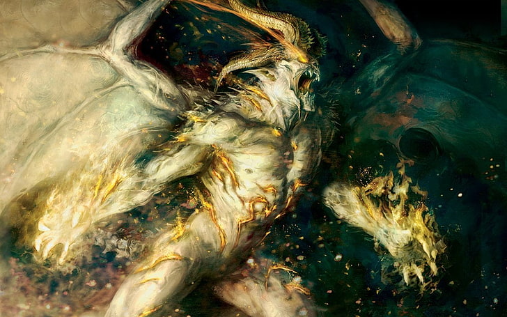 winged demon painting, Game, Magic: The Gathering, Scary, HD wallpaper