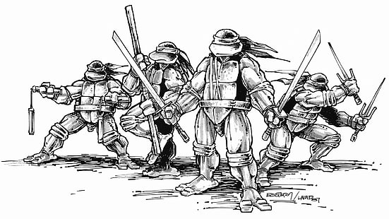 Ilustração da TMNT, banda desenhada, Teenage Mutant Ninja Turtles, HD papel de parede HD wallpaper