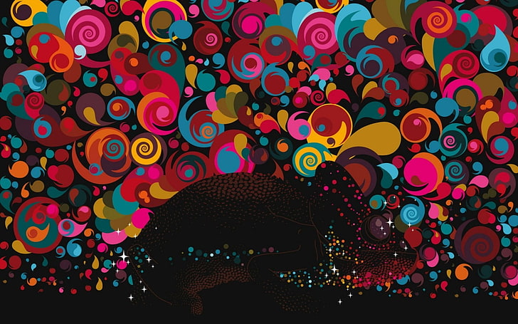bunglon, karya seni, warna-warni, binatang, seni digital, bentuk, Wallpaper HD