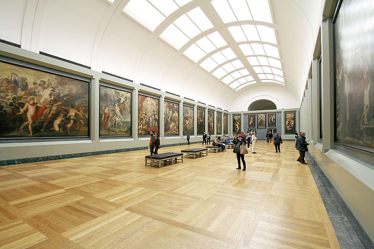arte, mostra, galleria, museo, dipinti, persone, immagini di pubblico dominio, Sfondo HD