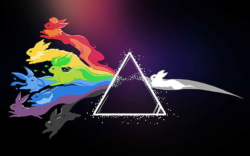 Anime Dreieck Regenbogen Pokmon Eevee Flareon Jolteon Leafeon Glaceon Vaporeon Espeon Umbreon Pink Floyd, HD-Hintergrundbild HD wallpaper