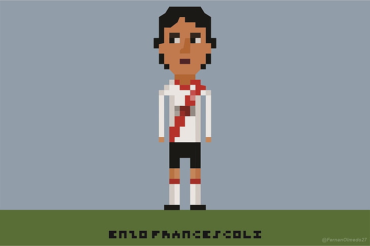 ilustração de homem, Enzo Francescoli, River Plate, Uruguai, campos de futebol, pixel art, HD papel de parede