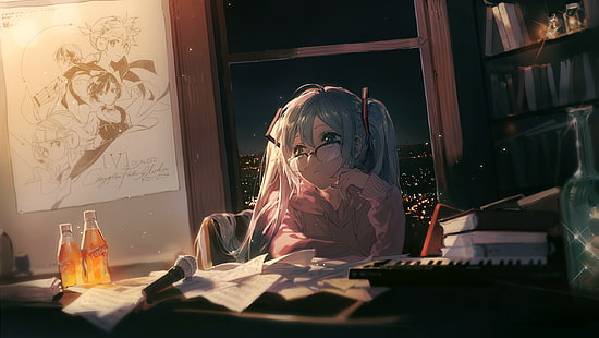 anime, sakin ol, anime kızlar, gece, HD masaüstü duvar kağıdı HD wallpaper