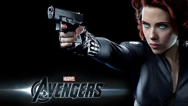 Avengers Black Widow Scarlett Johansson Black Handgun HD, svart, filmer, avengers, handgun, scarlett, johansson, änka, HD tapet
