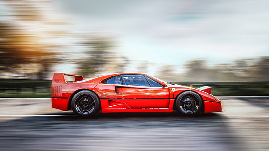 rote Autos, Auto, Fahrzeug, Asphalt, Ferrari, Ferrari F40, HD-Hintergrundbild HD wallpaper