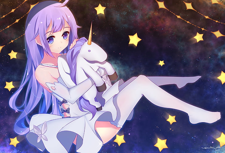 space, anime, unicorn, girl, azur lane, hms unicorn, HD wallpaper